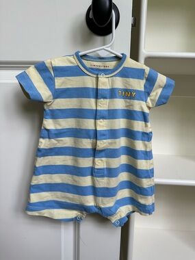 Tinycottons Blue & Cream Striped Baby Romper